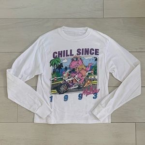 Brandy Melville Long Sleeve Chill Since White Top